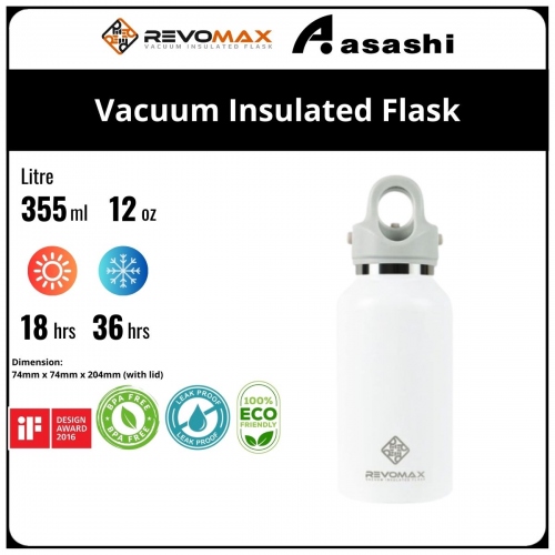 Revomax 355ML / 12oz Vacuum Insulated Flask - Matte White