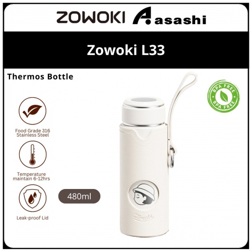 Zowoki L33-480ml Zen Series Thermos Tumbler - White XH