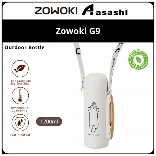 Zowoki G9-1200ml Travel Thermos Flask - White XMG