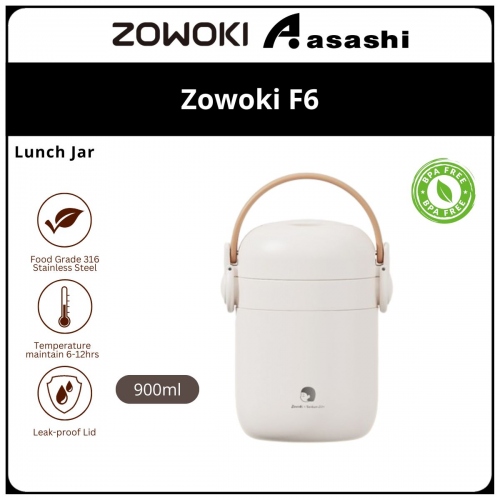 Zowoki F6-900ml Double Layer Lunch Box - White XH