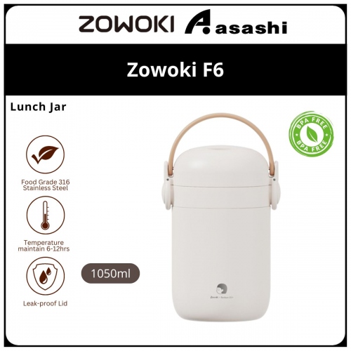 Zowoki F6-1050ml Three Layer Lunch Box - White XH