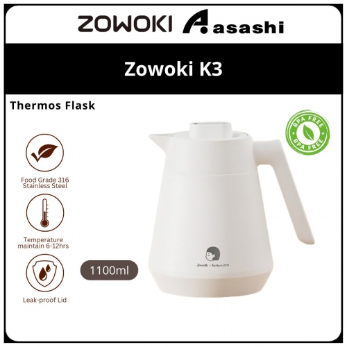 Zowoki K3-1100ml Thermos Flask - White XH