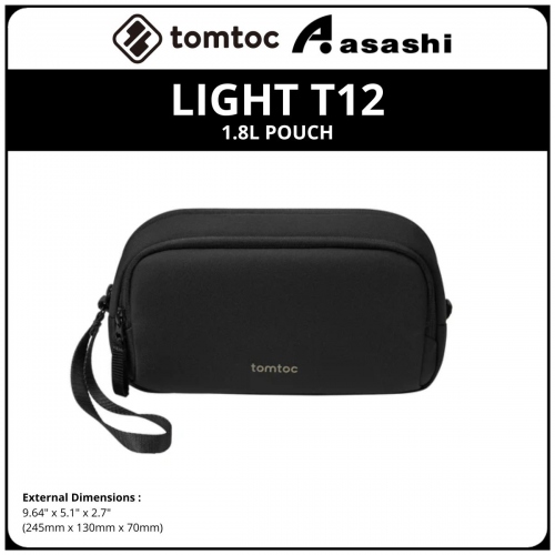 Tomtoc T12M1D1 (Black) LIGHT T12 Electronic Accessories 1.8L Pouch