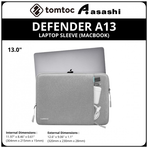 Tomtoc A13C2G1 (Grey) DEFENDER A13 13Inch Laptop Sleeve (MACBOOK)