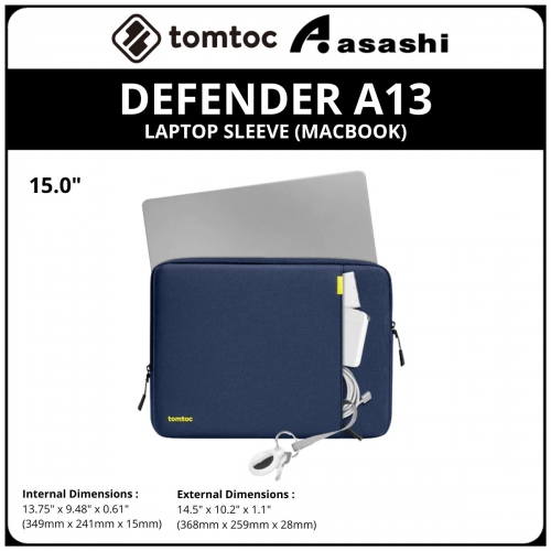 Tomtoc A13E3B2 (NavyBlue) DEFENDER A13 (MACBOOK) 15inch Laptop Sleeve