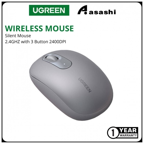 UGREEN WIRELESS SILENT MOUSE MU105 2.4G 3 BUTTON & 2400DPI (Gray)