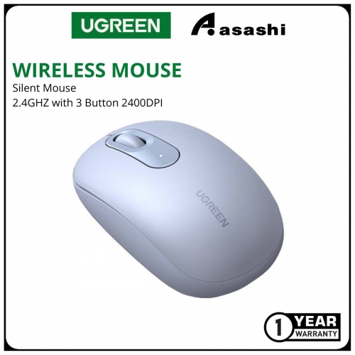 UGREEN WIRELESS SILENT MOUSE MU105 2.4G 3 BUTTON & 2400DPI (Blue)