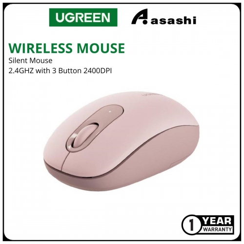 UGREEN WIRELESS SILENT MOUSE MU105 2.4G 3 BUTTON & 2400DPI (Pink)