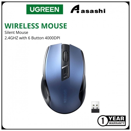 UGREEN WIRELESS SILENT MOUSE MU006 2.4G WITH 6 BUTTON & 4000DPI (Blue)