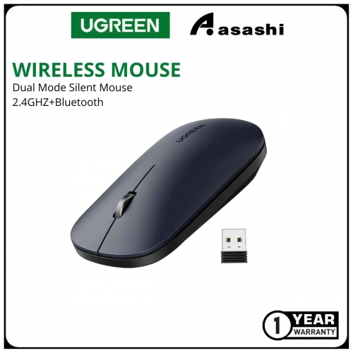 UGREEN DUAL MODE SILENT MOUSE MU001 2.4GHZ+BT SLIM & THIN (Black)