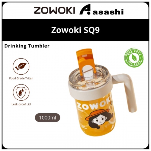 Zowoki SQ9-1000ML Tritan Duo Drinking Tumbler - White XY