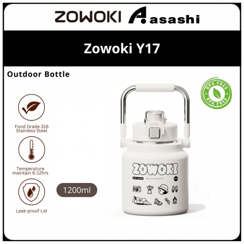 Zowoki Y17-1200ml Camping Series Thermos Tumbler - White HXH