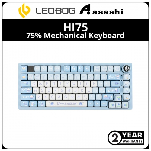 LEOBOG HI75 (Blue White) 75% Mechanical Keyboard 81 Keys Wired Gasket-Mounted Hot Swap RGB Nimbus Switch V3 With Knob