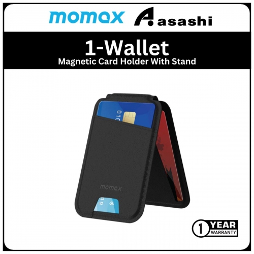 Momax 1-Wallet Magnetic Card Holder With Stand - Black (1Y)