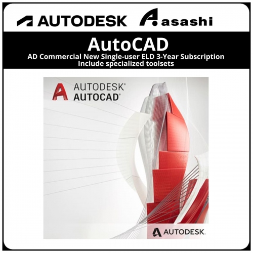 Autodesk AutoCAD - including specialized toolsets AD Commercial New Single-user ELD 3-Year Subscription(C1RK1-WW3611-L802)
