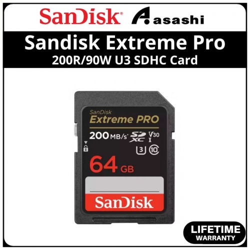 SANDISK EXTREME PRO SDXC 200MB/S UHS-I V30 64GB