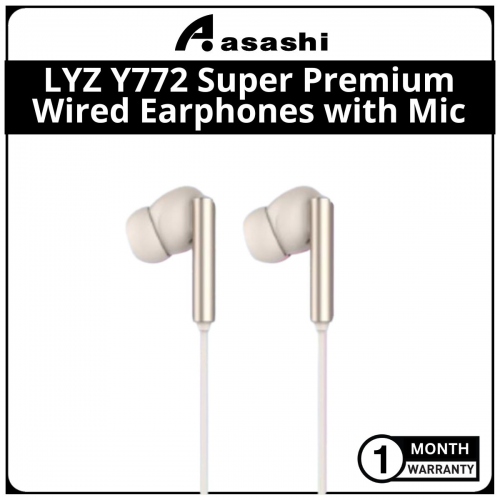 LYZ Y772 Super Premium in-Ear wired Earphones with Mic - Gold (1 Month Warranty)