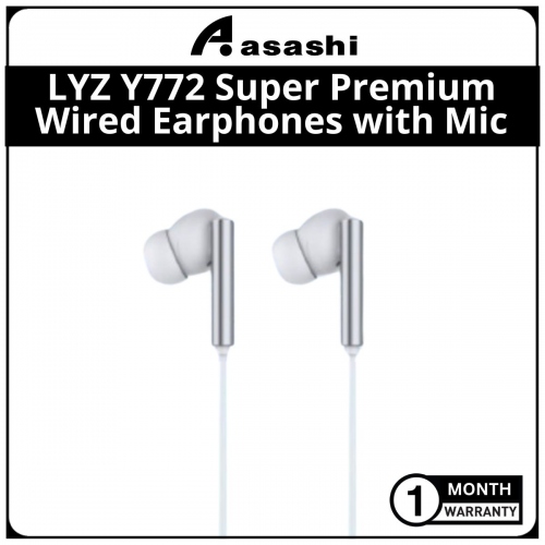 LYZ Y772 Super Premium in-Ear wired Earphones with Mic - Silver (1 Month Warranty)