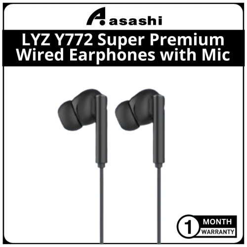 LYZ Y772 Super Premium in-Ear wired Earphones with Mic - Black (1 Month Warranty)