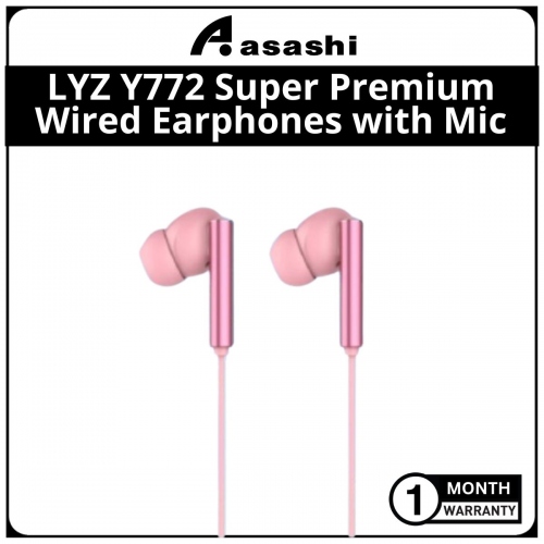 LYZ Y772 Super Premium in-Ear wired Earphones with Mic - Pink (1 Month Warranty)