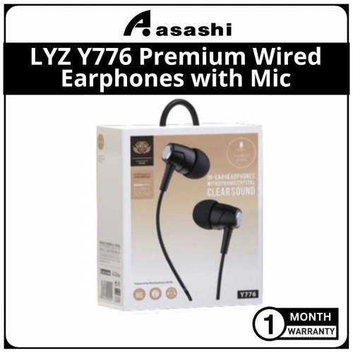 LYZ Y776 Premium in-Ear wired Earphones with Mic - Black (1 Month Warranty)