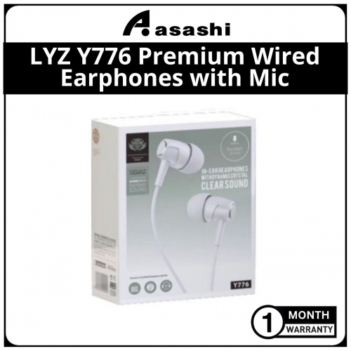 LYZ Y776 Premium in-Ear wired Earphones with Mic - White (1 Month Warranty)