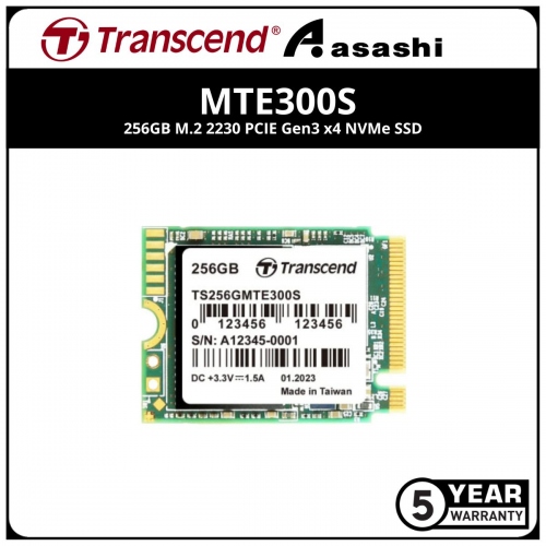 Transcend MTE300S 256GB M.2 2230 PCIE Gen3 x4 NVMe SSD - TS256GMTE300S (Up to 2000MB/s Read & 950MB/s Write)
