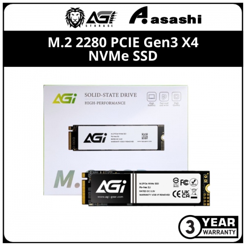 AGI AI218 512GB M.2 2280 PCIE Gen3 X4 NVMe SSD (Up to 3000MB/s Read Speed,2200MB/s Write Speed)