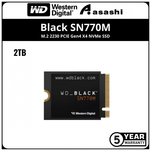 WD Black SN770M 2TB M.2 2230 PCIE Gen4 X4 NVMe SSD - WDS200T3X0G (Up to 5150MB/s)