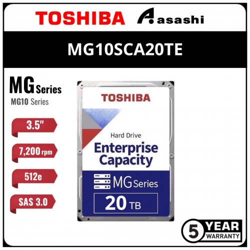 Toshiba 20TB 7200rpm SAS 512e Enterprise Internal Harddisk (MG10SCA20TE)