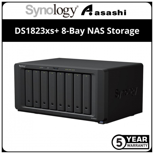 Synology DS1823xs+ 8-Bay NAS Storage (AMD Ryzen V1780B Quad Core 3.35 GHz, 8GB D4 ECC, 2 x GbE LAN, 1 x 10GbE LAN)