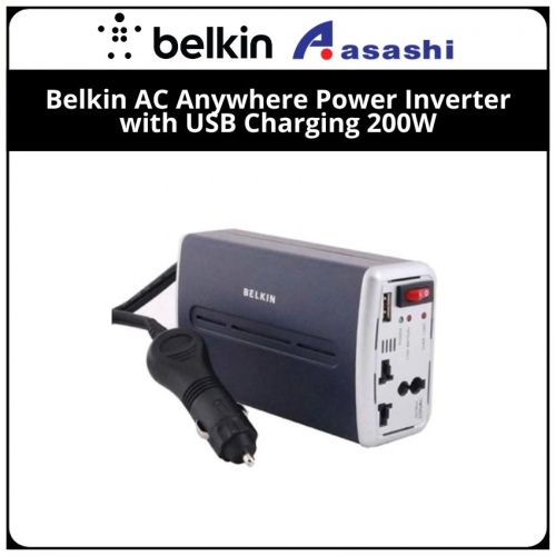 Belkin AC Anywhere Power Inverter with USB Charging 200W (Limited Life Time Warranty)