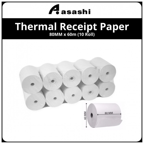 Thermal Receipt Paper 80MM X 60MM X 12MM(10 Roll)