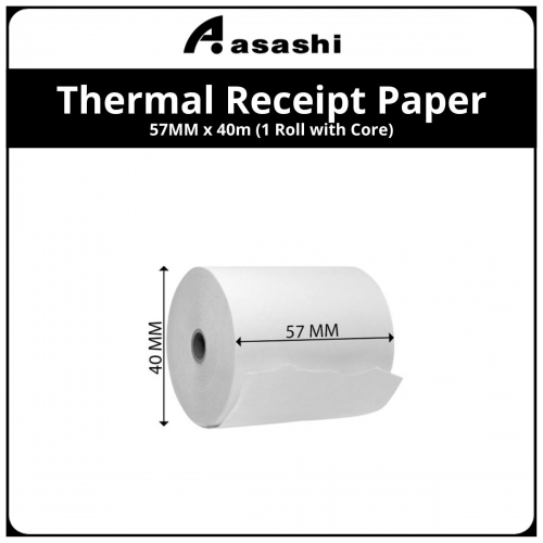 Thermal Receipt Paper 57MM X 40MM with Core (1 Roll)
