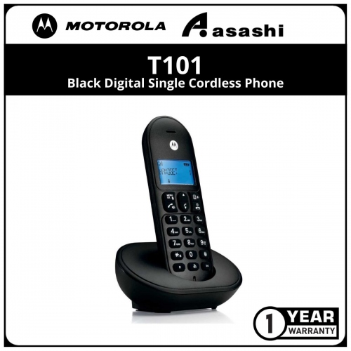 Motorola T101-Black Digital Single Cordless Phone (1 yrs Limited Hardware Warranty/Adapter,Battery 3 month Limited Hardware Warranty)