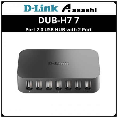 D-Link DUB-H7 7 Port 2.0 USB HUB with 2 Port High Power for Smart Phone & IPAD Charging