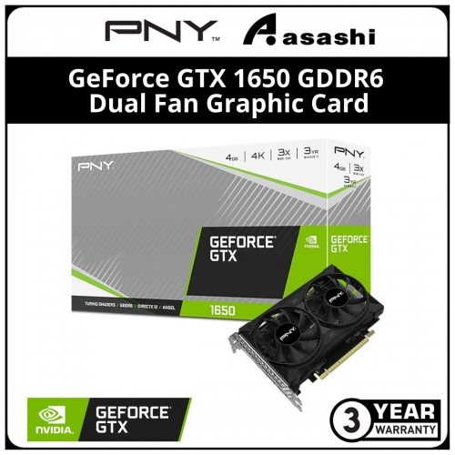 PNY GeForce GTX 1650 4GB GDDR6 Dual Fan Graphic Card (VCG16504D6DFPPB)
