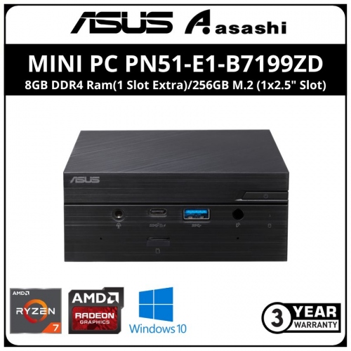 ASUS MINI PC PN51-E1-B7199ZD (AMD Ryzen 7-5700U/8GB DDR4 Ram(1 Slot Extra)/256GB M.2 (1x2.5