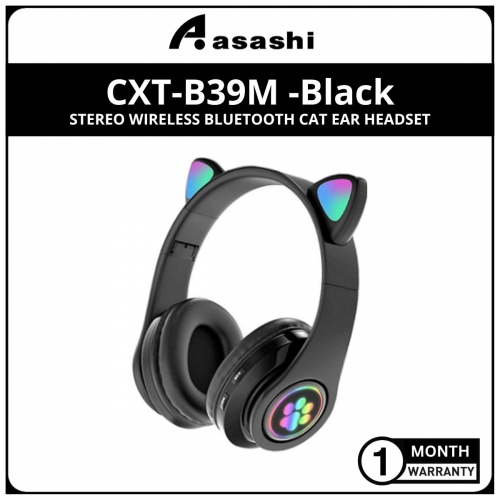 CXT-B39M-BK WIRELESS BLUETOOTH 5.0 CUTE CAT EAR STEREO SOUND HEADSET HEADPHONE WITH RGB LED LIGHT, MICROPHONE, TF CARD SLOT (1mth Warranty)