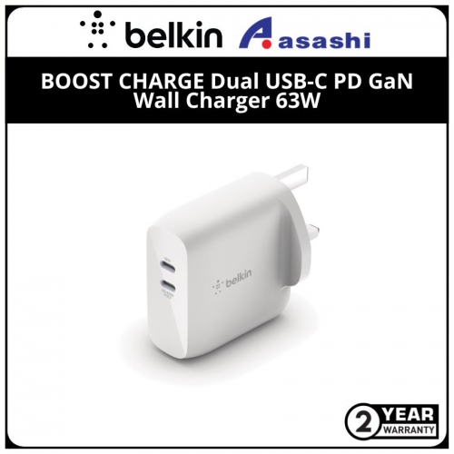Belkin BOOST CHARGE Dual USB-C PD GaN Wall Charger 63W