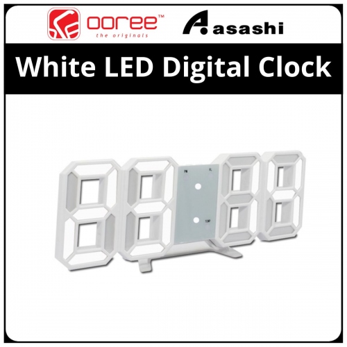 OOREE White LED Digital Clock with time/date/temperature mode & alarm function