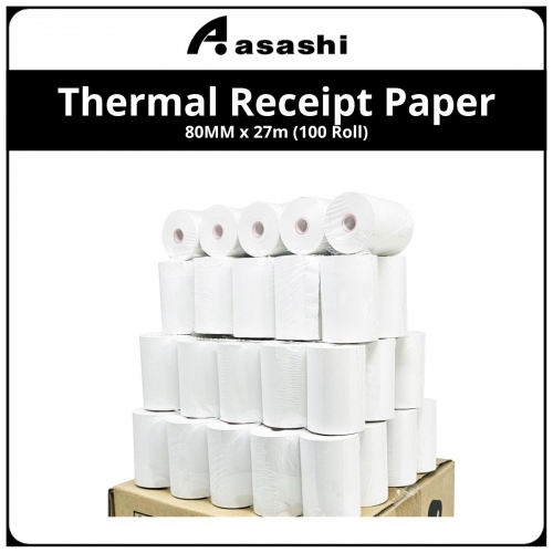 Thermal Receipt Paper 80MM x 27m(Coreless)(100 Roll)