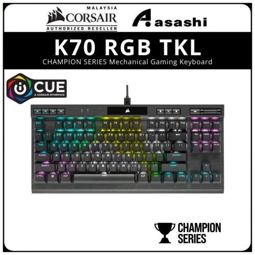 Corsair K70 RGB TKL CHAMPION SERIES Tenkeyless Mechanical Gaming Keyboard, Backlit RGB LED, CORSAIR OPX