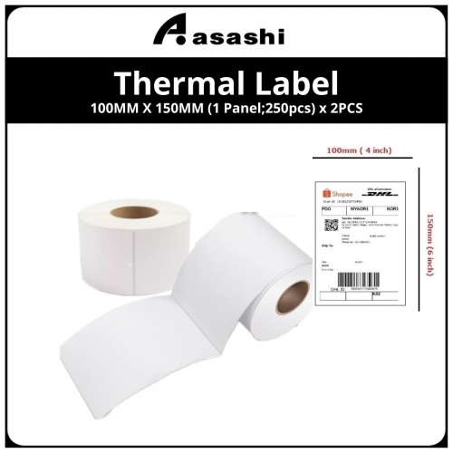 Thermal Label 100MM X 150MM 1 Panel (250pcs) (A6, Airwaybill Size) x 2PCS