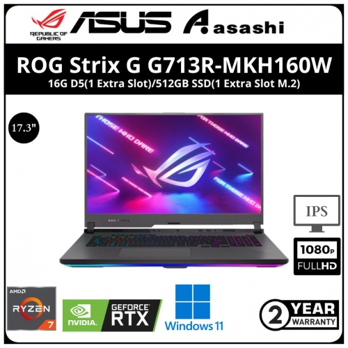 Asus ROG Strix G G713R-MKH160W Gaming Notebook - (AMD Ryzen 7-6800H/16G D5(1 Extra Slot)/512GB SSD(1 Extra Slot M.2)/17.3