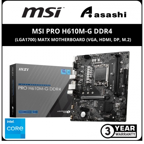 MSI PRO H610M-G DDR4 (LGA1700) mATX Motherboard (VGA, HDMI, DP, M.2)