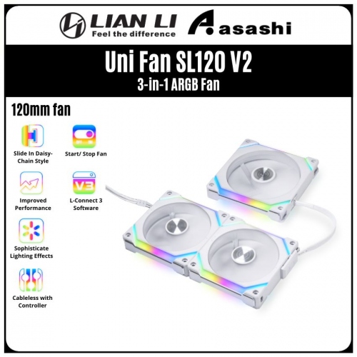 LIAN LI Uni Fan SL120 V2 3-in-1 ARGB Fan (included Controller) - White