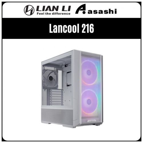 LIAN LI Lancool 216 (Type-C) Mesh Front ATX Casing (2x 16cm ARGB Fans + 1x 14cm Fan) - White