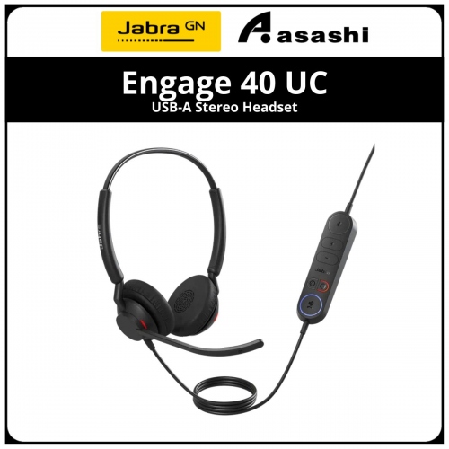 Jabra Engage 40 UC - (Inline Link) USB-A Stereo Headset