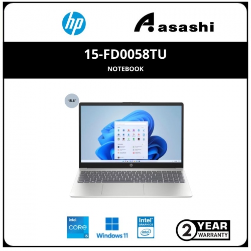 HP 15-fd0058TU Notebook-7Z8E1PA- (Intel Core i5-1335U/8G D4 (4*2)/512GB SSD/15.6
